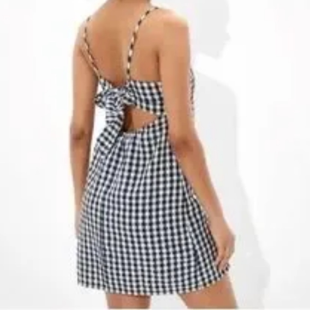 América eagle Y2K Gingham Dress in Black and White L
